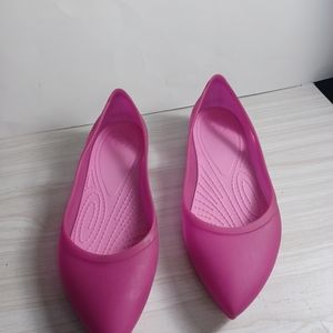 Crocs Hot Pink Jelly Flats Nonslip Pointed Toe Slip On Sz 8